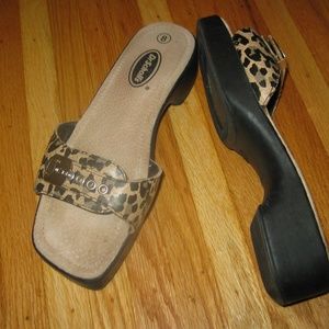 Dr. Scholl's leopard skin slides